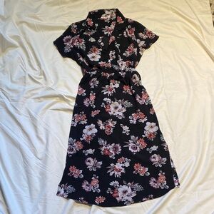 Ripe Black and Pink Floral Midi Dress